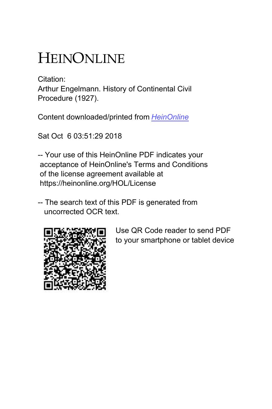 Arthur Engelmann History of Continental Civil Procedure 1