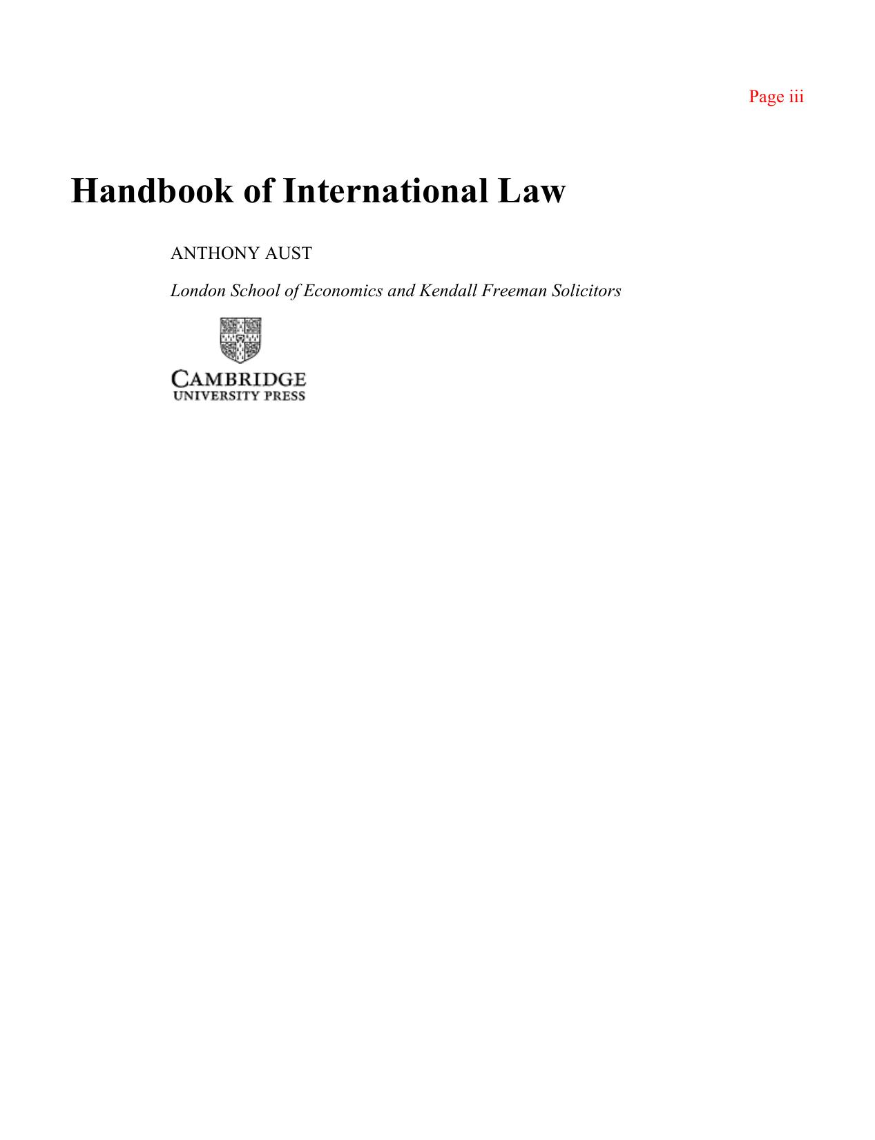 Handbook of international law 2005