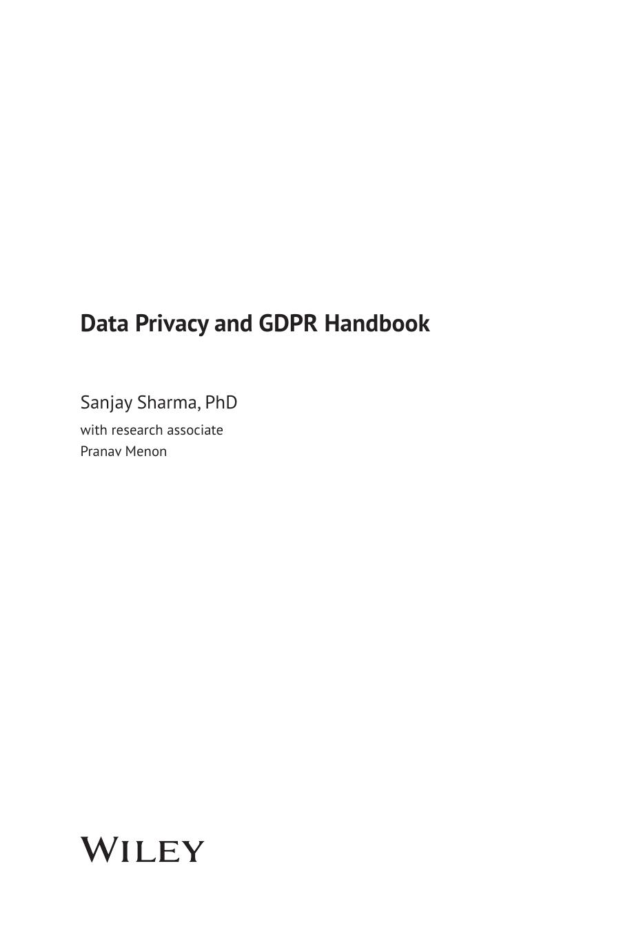 Data Privacy And GDPR Handbook by Sanjay Sharma