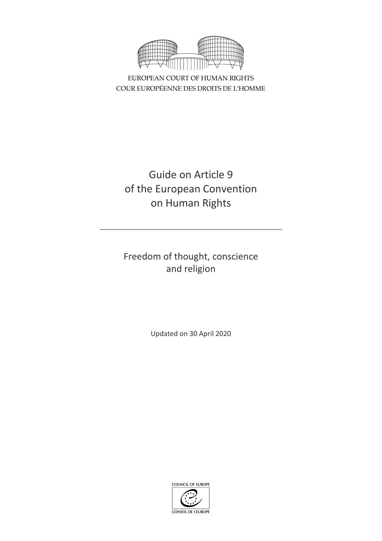 Guide on Article 9 - Freedom of thought, conscience and religion