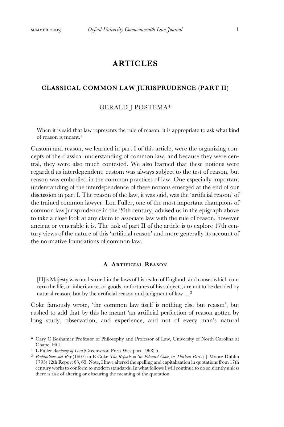 Classical Common Law Jurisprudence (Part II)