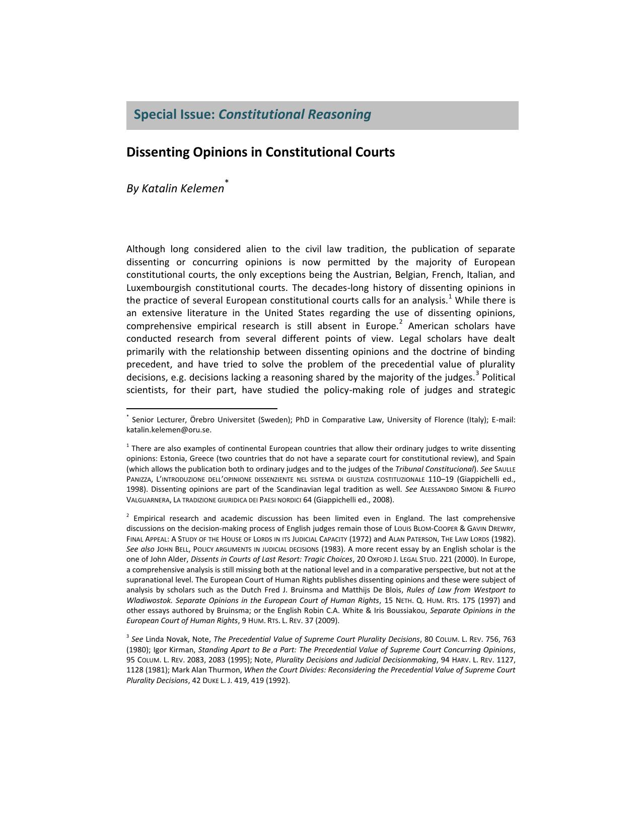 dissenting opinions in constitutional courts