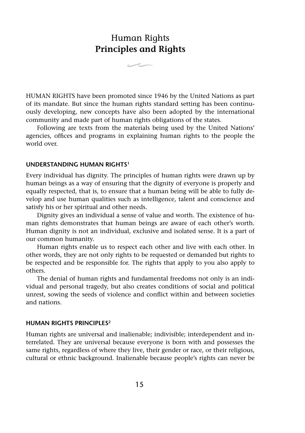 Human Rights Principles and Rights