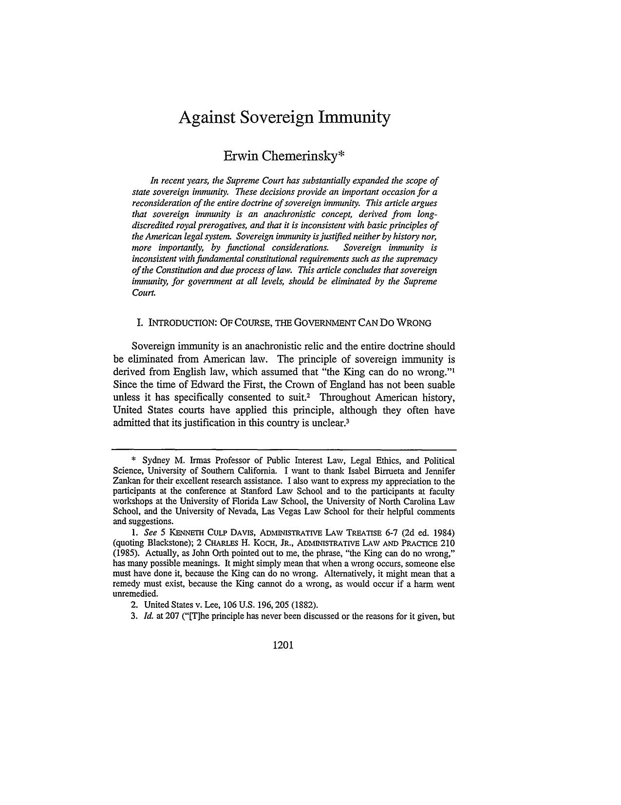 Against Sovereign Immunity