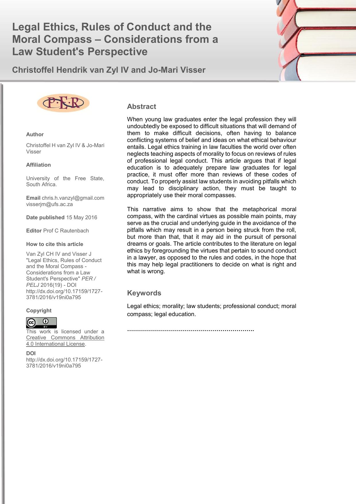 Legal Ethics Rules of Conduct and the Moral Compas-1