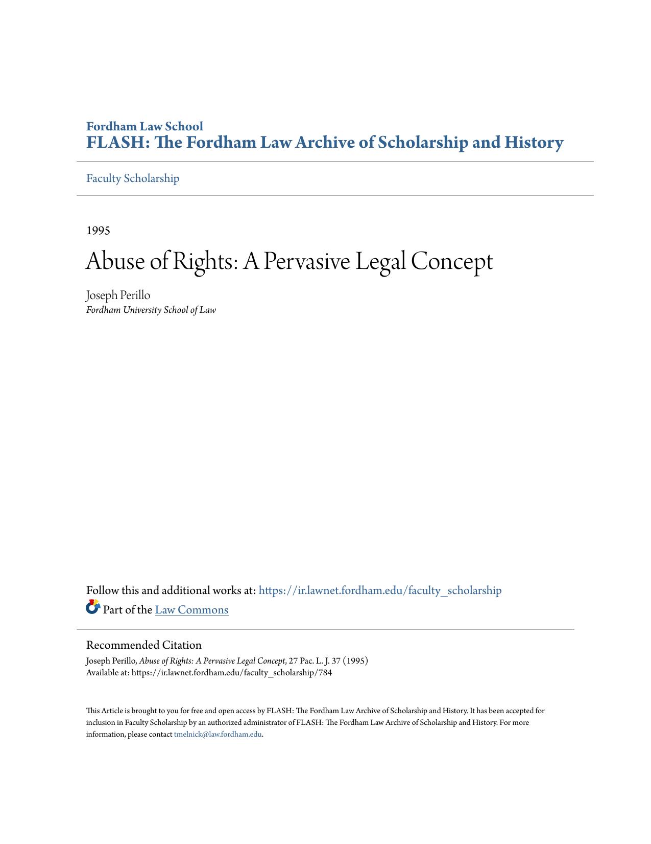 Abuse of Rights: A Pervasive Legal Concept